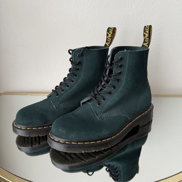 Dr. Martens 1460 Pascal Suede Leather Lace Up Boots Women 8 /Men 7 Forest Green - Picture 9 of 16